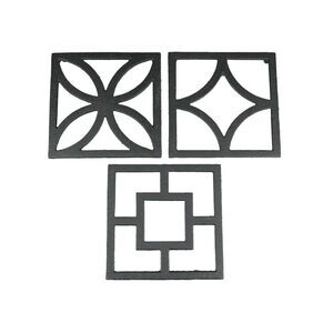 Set of 3 Cast Iron Breeze Block Trivets Kitchen Counter Home Decor Wall Art